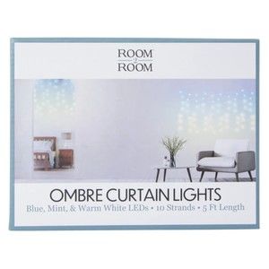 Room 2 Room Ombre LED Curtain Lights - Blue, Mint & Warm White